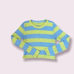 Striped grey and yellow Bershka top